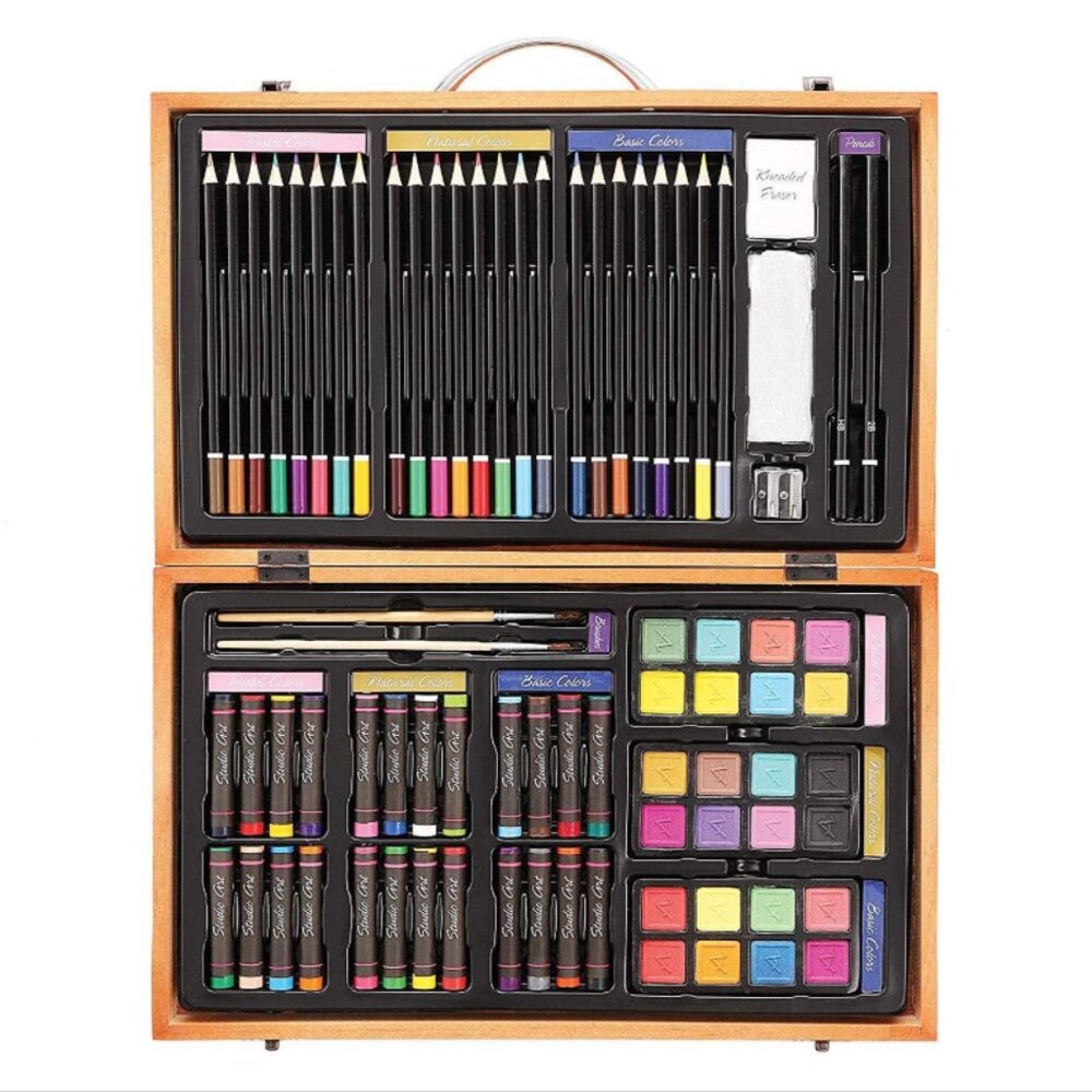 80-Piece Deluxe Art Set | Supplies for Drawing, Painting, Portable Case LIKE NEW